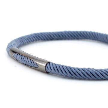 GRİ ÖRGÜ İPLİ ANTRASİT METAL MIKNATISLI ERKEK BİLEKLİK M028B