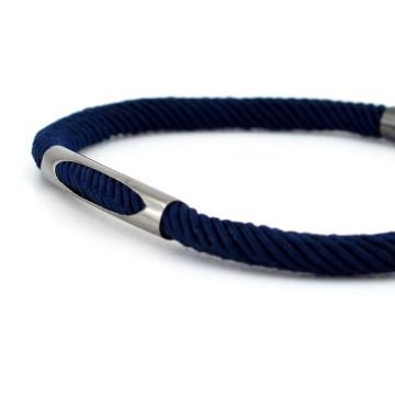 LACİVERT ÖRGÜ İPLİ ANTRASİT METAL MIKNATISLI ERKEK BİLEKLİK M028C