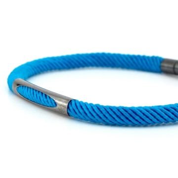 MAVİ ÖRGÜ İPLİ ANTRASİT METAL MIKNATISLI ERKEK BİLEKLİK M028J