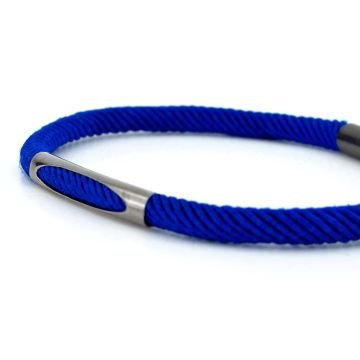 SAKS MAVİ ÖRGÜ İPLİ ANTRASİT METAL MIKNATIS ERKEK BİLEKLİK M028K