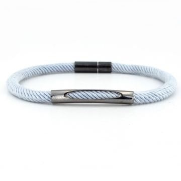 AÇIK GRİ ÖRGÜ İPLİ ANTRASİT METAL MIKNATISLI ERKEK BİLEKLİK M028P