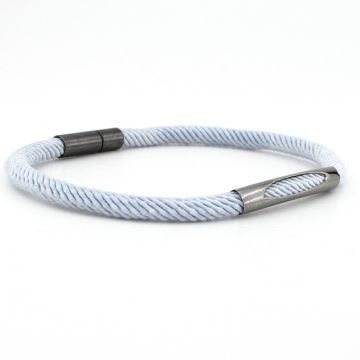 AÇIK GRİ ÖRGÜ İPLİ ANTRASİT METAL MIKNATISLI ERKEK BİLEKLİK M028P