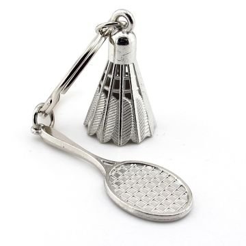 Badminton Topu ve Raketi Spor Tenis Metal Anahtarlık KC139