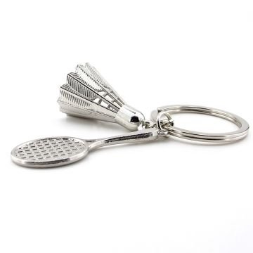 Badminton Topu ve Raketi Spor Tenis Metal Anahtarlık KC139