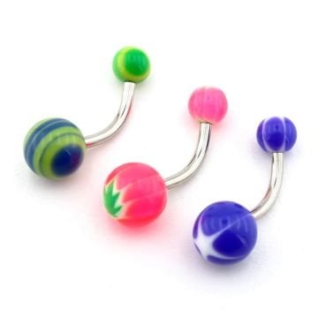 Renkli 3Lü Set Akrilik Top Uçlu Banana Göbek Cerrahi Çelik Piercing Set P480