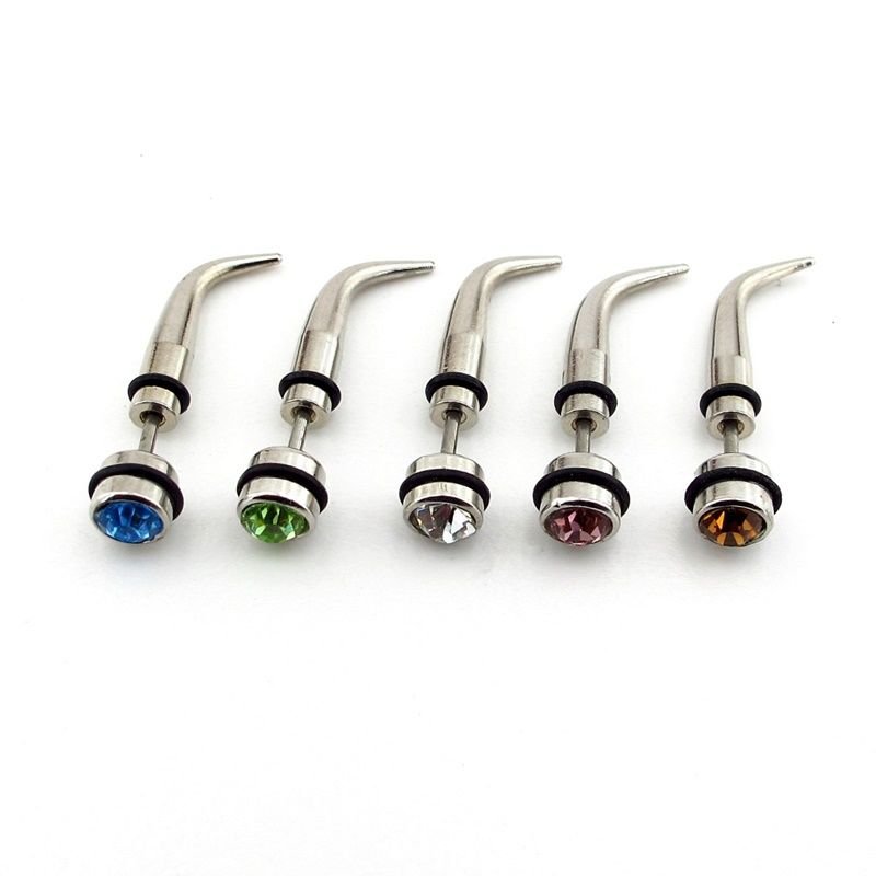 Büyük Boy 5li Set Renkli Zirkon Taşlı Cerrahi Çelik Vücut Piercing P487