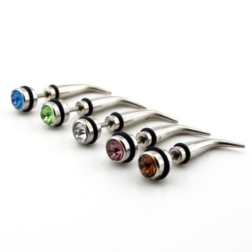 Büyük Boy 5li Set Renkli Zirkon Taşlı Cerrahi Çelik Vücut Piercing P487