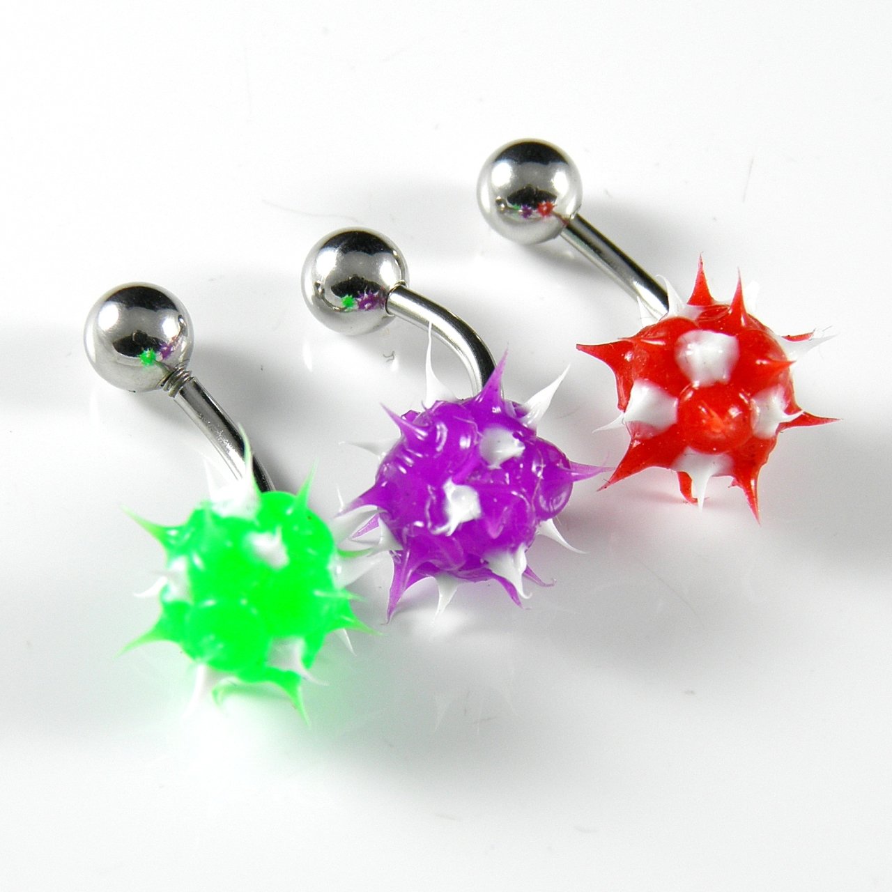 RENKLİ SİLİKON UÇLU PiERCiNG 3 ADET YEŞİL P085
