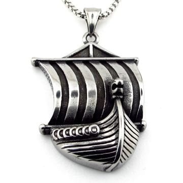 Viking Yelkenli Gemi Nordik İskandinav Rune Titanyum Çelik Erkek Kolye Q0920