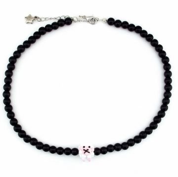 KUZUCUK FİGÜRLÜ SİYAH ONİKS DOĞAL TAŞ KADIN KOLYE Q0597