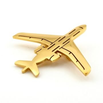 Uçak Havacı Pilot Hostes Hava Yolları Paslanmaz Sarı Çelik Rozet Broş Pin RZ220