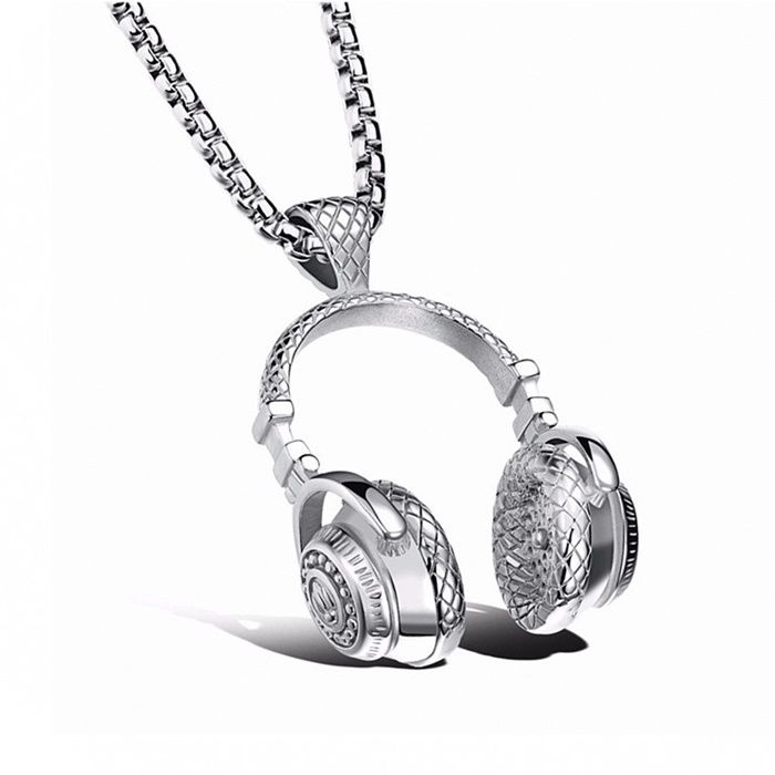 HEADPHONE KULAKLIK ŞEKLİNDE MÜZİK ERKEK ÇELİK KOLYE ZİNCİR Q0606