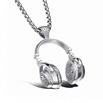 HEADPHONE KULAKLIK ŞEKLİNDE MÜZİK ERKEK ÇELİK KOLYE ZİNCİR Q0606