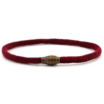 BORDO ÖRGÜLÜ İP METAL MIKNATISLI KLİPS ERKEK BİLEKLİK BT463