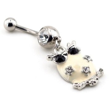 KREM RENGİ TAŞLI BAYKUŞ GÖBEK İÇİN PIERCING P271