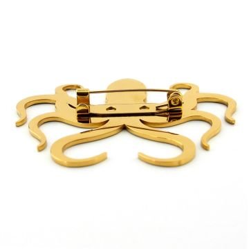 Ahtapot Okyanus Resif Octopus Paslanmaz Sarı Çelik Rozet Broş Pin RZ224