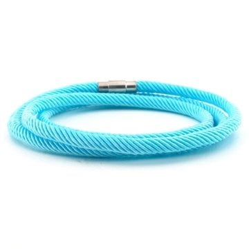 ÜÇ SIRA SARMA METAL MIKNATIS AÇIK MAVİ RENK ERKEK BİLEKLİK BT464