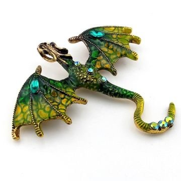 Yeşil Ejderha Dragon Zirkon Taşlı Broş - Gizemli Gücün Simgesi RZ248