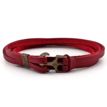 BORDO ORJİNAL GERÇEK DERİ ÇAPALI ERKEK BİLEKLİK BT494