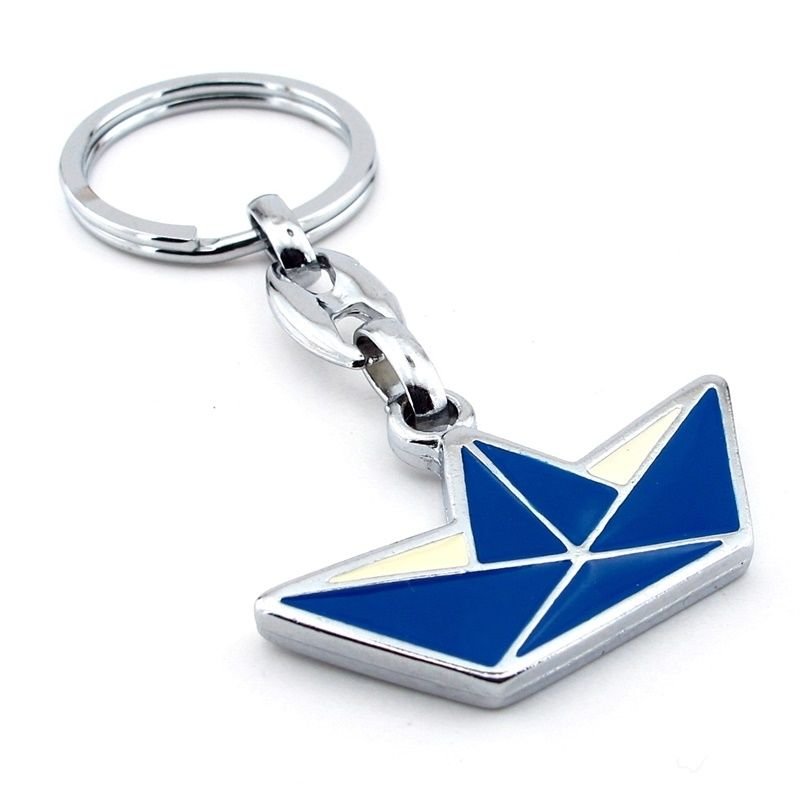Kağıttan Gemi Mavi Kayık Şekilli Origami Tekne Metal Anahtarlık KC160