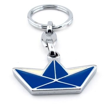 Kağıttan Gemi Mavi Kayık Şekilli Origami Tekne Metal Anahtarlık KC160