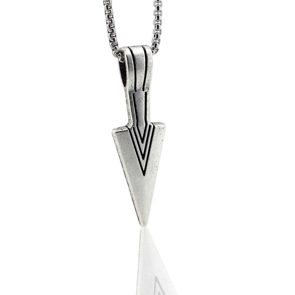 İskandinav Viking Mitolojik Mızrak Ucu Çelik Zincirli Metal Kolye Q0938