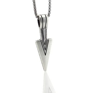 İskandinav Viking Mitolojik Mızrak Ucu Çelik Zincirli Metal Kolye Q0938