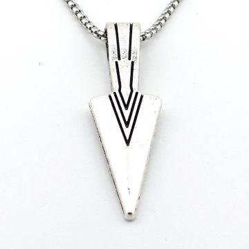 İskandinav Viking Mitolojik Mızrak Ucu Çelik Zincirli Metal Kolye Q0938