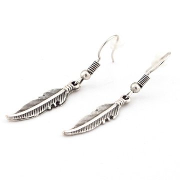 KIZILDERİLİ ŞANS TÜYÜ MAT METAL SALLANTILI KADIN KÜPE EX056