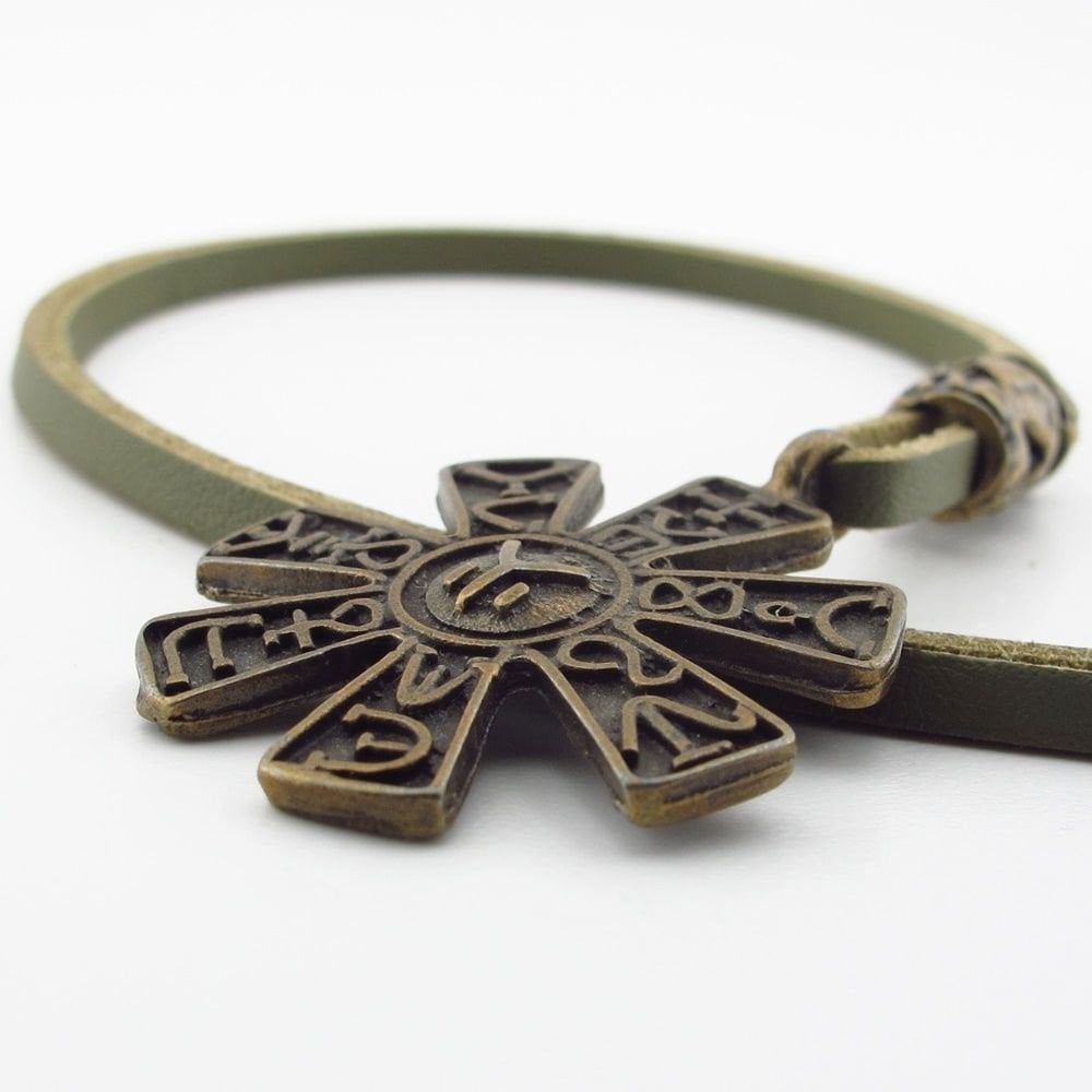 Antik Mısır Sembolleri Güneş Mitolojik Bronz Metal Deri Erkek Kolye Q0944