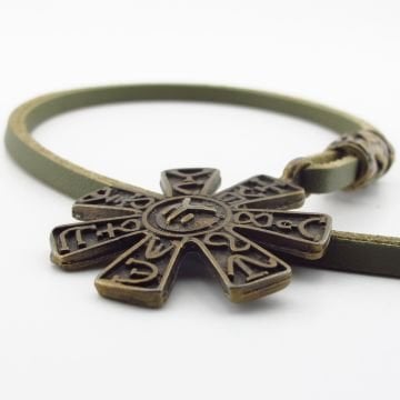 Antik Mısır Sembolleri Güneş Mitolojik Bronz Metal Deri Erkek Kolye Q0944