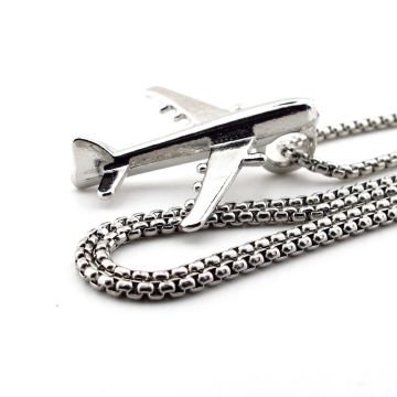 Uçak Yolcu Uçağı Pilot Havacı Hava Yolları Çelik Zincirli Metal Kolye Q0953
