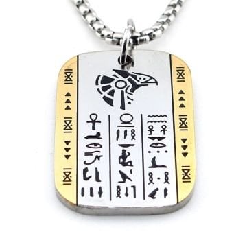 Horus Antik Mısır Mitolojik Koruyucu Kartal Sembol Çelik Zincir Erkek Kolye Q0955
