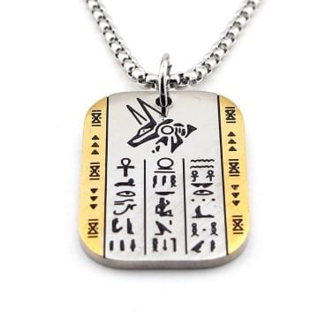 Anubis Antik Mısır Mitolojik Çakal Sembol Çelik Zincir Erkek Kolye Q0956