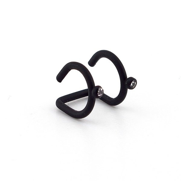 MAT SİYAH RENKLİ EARCUFF KIKIRDAK KÜPE TAŞLI SARMAL EX084