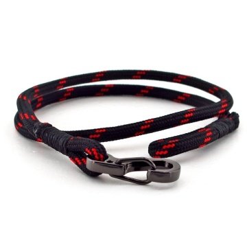 KIRMIZI SİYAH PARACORD METAL KANCALI SARMA ERKEK BİLEKLİK BT544