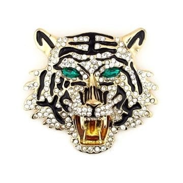 Büyük Boy Kaplan Tiger Zirkon Taşlı Yaka İğnesi Broş RZ106