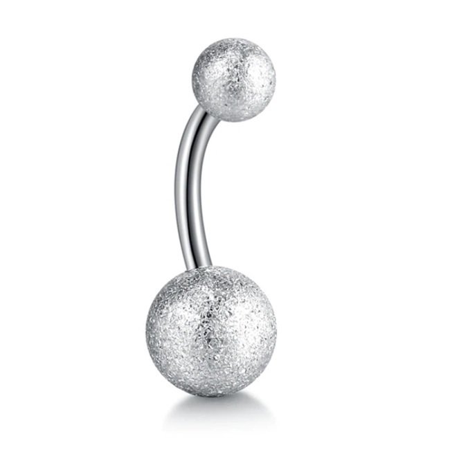 GÜMÜŞ RENK 8mm TOP UÇLU ÇELİK MUZ GÖBEK PİERCİNG P455A