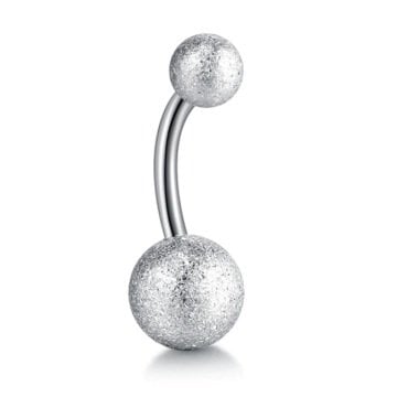 GÜMÜŞ RENK 8mm TOP UÇLU ÇELİK MUZ GÖBEK PİERCİNG P455A