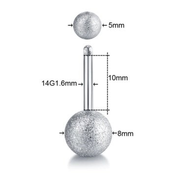 GÜMÜŞ RENK 8mm TOP UÇLU ÇELİK MUZ GÖBEK PİERCİNG P455A