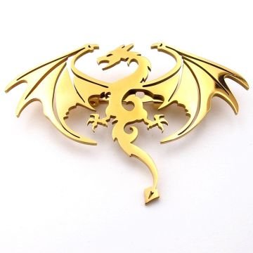 Sarı Ejderha Dragon Mitolojik Estetik Paslanmaz Çelik Broş Rozet RZ298