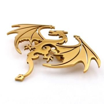 Sarı Ejderha Dragon Mitolojik Estetik Paslanmaz Çelik Broş Rozet RZ298