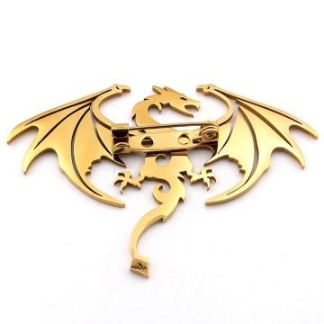 Sarı Ejderha Dragon Mitolojik Estetik Paslanmaz Çelik Broş Rozet RZ298