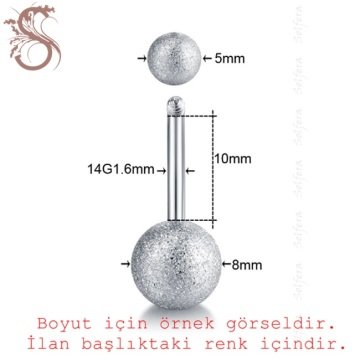 ALTIN RENK 8mm YUVARLAK TOP UÇLU ÇELİK GÖBEK PİERCİNG P455C