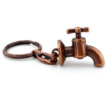 Bakır Renkli Retro Vintage Musluk Şekilli Metal Anahtarlık KC023