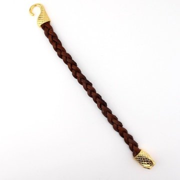 ALTIN KAPLAMA OUROBOROS YILAN DERİ ERKEK BİLEKLİK M005A