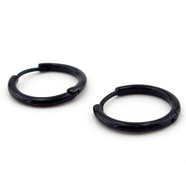 YUVARLAK HATLI 18mm ÇAP SİYAH ÇELİK ERKEK KÜPE HALKA E557
