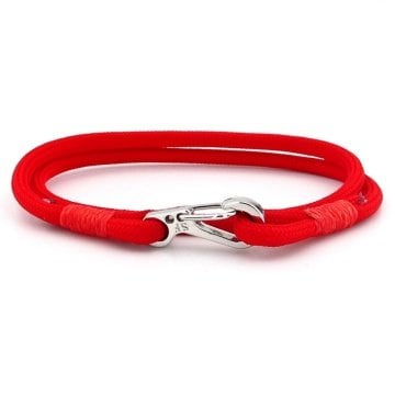 KIRMIZI PARACORD METAL KANCA İKİ SIRA SARMA ERKEK BİLEKLİK M011N