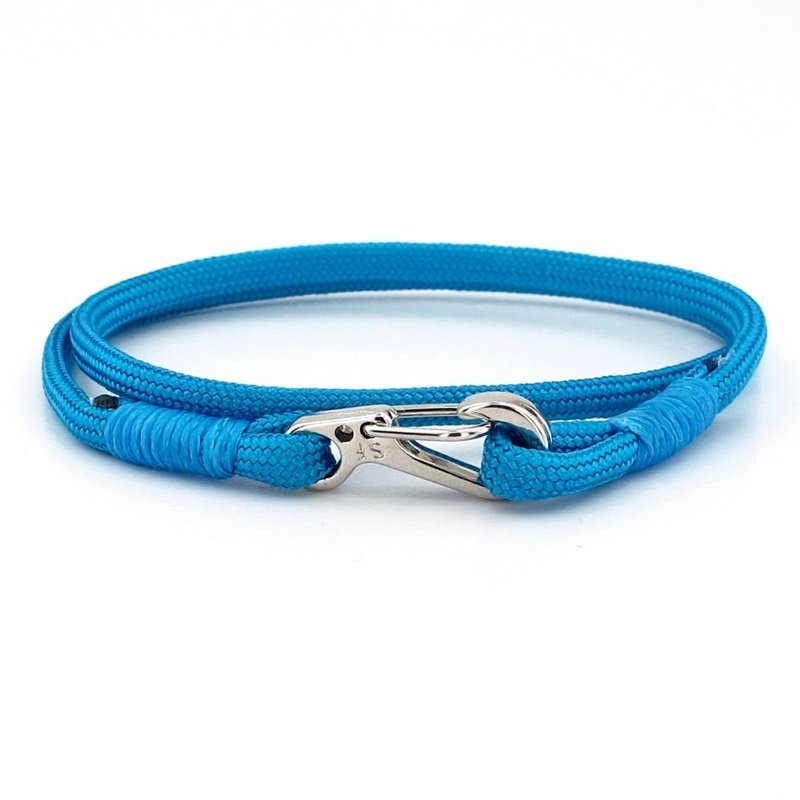 MAVİ PARACORD METAL KANCA İKİ SIRA SARMA ERKEK BİLEKLİK M011N