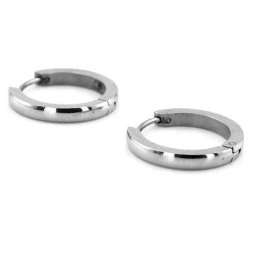 Gümüş Renk Yuvarlak Kesim 18mm Çap Çelik Halka Erkek Küpe ER003